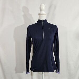 Nike Dri-fit Blue And Purple Quarter Zip Pull Over Top Womens Size Small